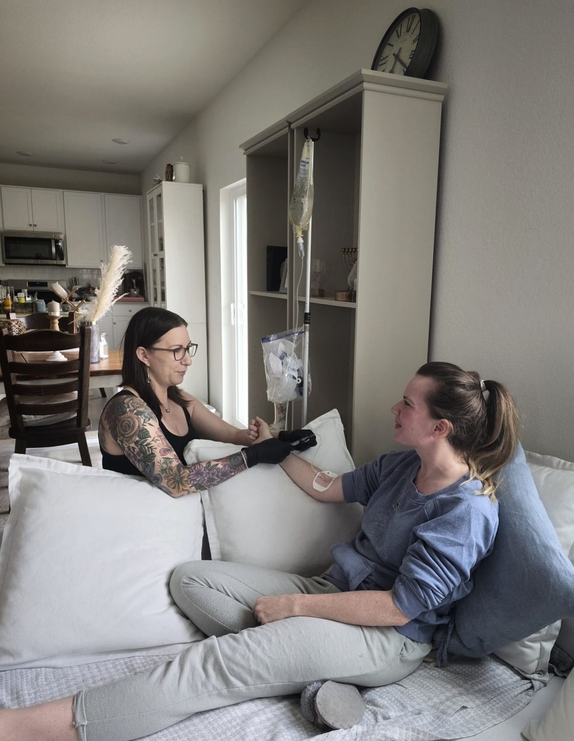 woman getting iv therapy
