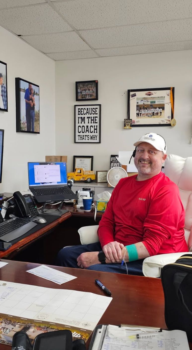 patient getting iv therapy at the office